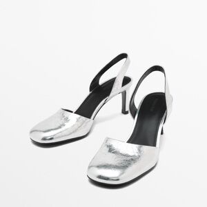 Massimo Dutti NWT metallic leather high heels 1404/550